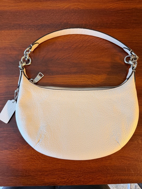 Coach White Pebbled Leather Crescent Shoulder Bag